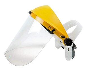 Maschera protettiva regolabile con visiera intercambiabile in policarbonato trasparente o rete metallica colore nero. CERTIFICAZIONE CE EN1731 F - ANSI Z87