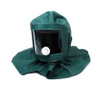 Maschera Protettiva Regolabile, Verde Cappuccio per Sabbiatura | Tela e Acrilico, Trasparente, per Pulizia Fusione e Lavorazione Metalli, Copertura Testa e Volto