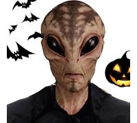 Maschera realistica Alien - Full Head Cosplay spaventoso horror Masque, costume da alieno con teschio scheletrico | Costume realistico - Maschera aliena per feste di Halloween, spaventoso cosplay di