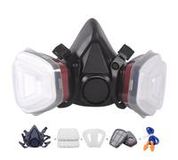 Maschera respiratoria, riutilizzabile, maschera a gas con filtro, maschera antipolvere e respiratore, 10 dischetti di cotone filtrabili, maschera completa riutilizzabile per spruzzi di colore (nero)