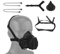 Maschera Respiratoria Tattica, Maschera Antigas a Mezza Faccia, Microfono Integrato, Comunicazione, Filtro Sostituibile per Attrezzature Militari da Caccia, Airsoft, Paintball, CS