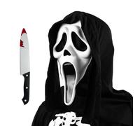 Maschera Scream, Halloween Horror Mascherina Ghostface, Maschera Ghost Face Scream in Lattice , con Coltello Giocattolo, per Halloween, Carnevale, Masquerade, Cosplay, Case Stregate e Feste a Tema