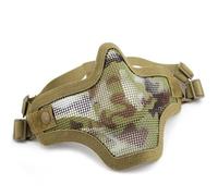 Maschera Semi-Inferiore In Acciaio per Softair, Maschera Tattica con Fibbia per Casco, per Halloween Caccia Mascherata Festa Cosplay(Brown green)