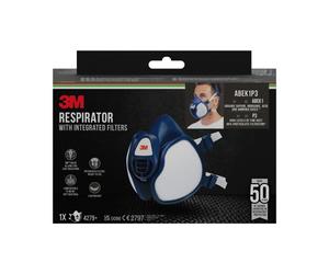 Maschera semifacciale 3M - Filtri integrati - Protezione combinata - Riutilizzabile - Blu/Bianco