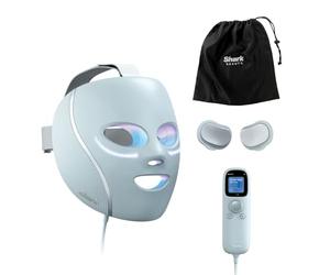 Maschera Shark CryoGlow con raffreddamento del contorno occhi, LED rossi e blu, terapia a luce infrarossa, USB-C, telecomando, custodia, fascette regolabili, Blu ghiaccio FW312EU