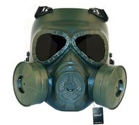 Maschera Softair Tattico Maschere Paintball Airsoft Dummy Anti Fog Gas Maschera con Doppio Turbo Giochi CS Protection Gear per bbs (OD-Lente grigia)