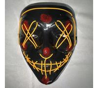 Maschera spaventosa a LED per Halloween, maschere di Halloween, cosplay illuminate, sorriso horror luminoso, viso per uomini, donne, bambini, regali anonimi al neon (giallo)