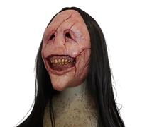 Maschera spaventosa di Halloween per adulti, maschere integrali in spandex per Halloween, raccapriccianti volti realistici, cosplay di fantasmi, maschere horror con capelli lunghi, accessorio per