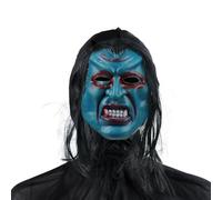 Maschera spaventosa per Halloween, testa intera, in lattice, con cappuccio, mantello con cappuccio, fantasma, diavolo, raccapricciante, demone, copricapo e mantello, per adulti, per Halloween