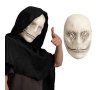 Maschera spaventosa Slenderman Smile, 3 pezzi, raccapricciante Ghostface Demone maschera con cappuccio, guanti horror per Halloween e cosplay (una maschera)