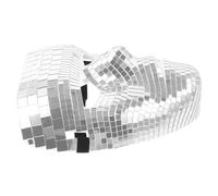 Maschera Specchio Disco in PVC e Vetro, per Festa in Stagione di Halloween | Effetto Specchio Scintillante, Volto Intero con Aperture il Respiro, Argento, per Adulti e Costumi