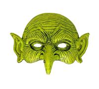 Maschera strega senza mento, mezzo viso verde da stregone, Taglia Unica