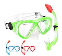 Maschera Subacquea Bambini, Maschera Snorkeling Anti Appannamento Anti-Perdite Vista Panoramica a 180 Gradi Maschera da Sub HD Maschera e Boccaglio Vetro Temperato per Bambini Junior