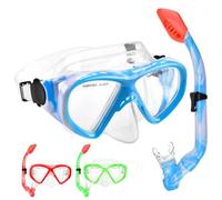 Maschera Subacquea Bambini, Maschera Snorkeling Anti Appannamento Anti-Perdite Vista Panoramica a 180 Gradi Maschera da Sub HD Maschera e Boccaglio Vetro Temperato per Bambini Junior