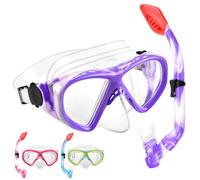 Maschera Subacquea Bambini, Maschera Snorkeling Anti Appannamento Anti-Perdite Vista Panoramica a 180 Gradi Maschera da Sub HD Maschera e Boccaglio Vetro Temperato per Bambini Junior