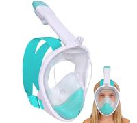 Maschera Subacquea, Maschera Snorkeling Bambino con Visuale Panoramica 180° Design Pieno Facciale Anti-Appannamento e Anti-Infiltrazioni Maschere da Immersione (Verde XS per Bambini 5-14 anni)