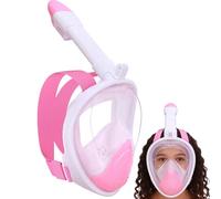 Maschera Subacquea, Maschera Snorkeling Bambino con Visuale Panoramica 180° Design Pieno Facciale Anti-Appannamento e Anti-Infiltrazioni Maschere da Immersione (Bianco Rosa XS per Bambini)