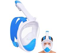 Maschera Subacquea, Maschera Snorkeling Bambino con Visuale Panoramica 180° Design Pieno Facciale Anti-Appannamento e Anti-Infiltrazioni Maschere da Immersione (Cielo Blu XS per Bambini)