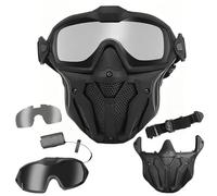 Maschera tattica antiappannamento for softair con micro ventola Protezione integrale Design staccabile ANSI Z80.3 Grado di impatto Resistente agli urti Antigraffio Lente UV400
