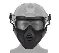 Maschera Tattica Integrale Staccabile E Set Di Occhiali Protettivi - Solo Montaggio Su Casco For Feste Di Halloween All'aperto(Black)