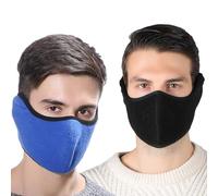 Maschera Termica,LYQQY 2 Pezzi Maschera Antivento Regolabile, Caldo e Traspirante Maschera da Sci Antivento,Ski Mask per Sci,Bicicletta,Ciclismo,Moto Nero, Blu,64X16 cm