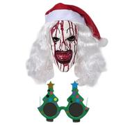Maschera Terrificatore | Copertura per il viso horror per adulti con occhiali | Prop di copricapo di costume spaventoso | Accessori inquietante Accessori | Gli occhiali di maschera di Christmas Art pe