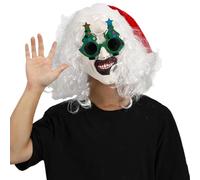 Maschera Terrifier per adulti, costume da clown di Natale, set di copertura per il viso di occhiali di Natale, accessorio horror di Natale, per travestimento copricapo