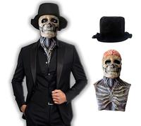 Maschera Teschio Halloween, Design Realistico Della Maschera Cerebrale, Maschera Horror In Lattice Per Feste In Maschera Cosplay, Include Un Cappello A Cilindro Nero | Perfetta Per Adulti Adolescenti