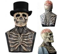 Maschera Teschio Halloween, Maschere Horror con Cappello, Mascella Mobile | Maschera Scheletro Halloween, Design Realistico Della Maschera Cerebrale, Maschera Halloween Latex per Halloween Cosplay