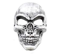 Maschera teschio rigida argento Carnevale Halloween costume travestimento accessori viso scheletro horror maschera decorata effetto metallizzato scena festa teatrale mascherata