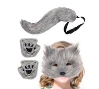 Maschera Travestimento Animale Kit Mascherata Con Coda E Guanti A Animale | Copertura Viso Costume Per Halloween, Cosplay, Feste, Spettacoli, Sfilate Ed Eventi Carnevaleschi