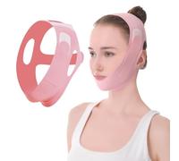 Maschera V per il Viso,Maschera Rassodante Riutilizzabile per il Contorno V,Maschera Lifting Ice-Cool per V Line,Fascia Snellente per Doppio Mento e Pelle Rilassata,Rosa