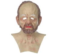 Maschera vecchia maschera realistica di Halloween rugosa capelli sciolti bombardieri di lattice fai -da -te latex size per adulti apertura bocche di Halloween per costume da cosplay Film party Old Ma