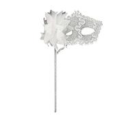 Maschera veneziana da donna con asta, costume da Carnevale, maschera per gli occhi in pizzo, fiore piume, maschera per le mani, per la principessa, accessorio per fotografia