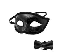 Maschera veneziana da uomo, maschera retrò per adulti, con papillon