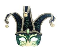 Maschera veneziana del giullo, modello vintage per Carnevale Halloween Natale Cosplay festa palla fantasia (maschera veneziana glitter verde)