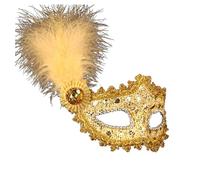 maschera veneziana donna oro, Maschera da Donna con Piume Maschera Mezzo Viso Mascherina Maschera Occhi Costume, Carnaval, Fête Costumée, Halloween, Bal Masqué