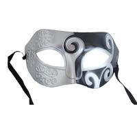 Maschera veneziana elegante in argento e nero con nastro regolabile design classico costume ballo maschera uomo donna accessori festa travestimento teatro Carnevale Halloween stile barocco autentico