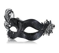 Maschera veneziana nera da donna, motivo pavone in metallo, perfetta per martedì grasso, Halloween, festa in costume, carnevale, matrimonio