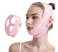 Maschera viso a V contro il doppio mento - Maschera riutilizzabile V Face Shaper Mask, sottogola con chiusura in , materiale rinfrescante, maschera viso lifting per contorni più tonici del viso, rosa