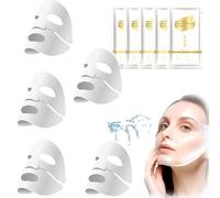 Maschera Viso al Bio-Collagene, 5 Pezzi Antirughe e Idratante Maschera Collagene Viso Ridurre le Linee Sottili con Essenza da 30 ml Per la Pelle Secca, Opaca e Rilassata