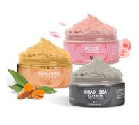Maschera viso all'argilla, Maschera Viso Curcuma, Maschera Argilla Alla Rosa, Maschera Fango Mar Morto, Argilla Maschera Pulizia Profonda Pelle per Restringimento dei Pori, Rimozione Punti Neri