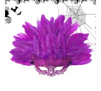 Maschera Viso Da Masquerade Per Donna Per Capelli Piumati Mezza Faccia