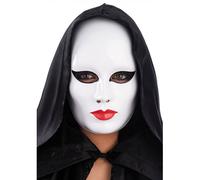 Maschera viso medio bianco donna con trucco in plastica con cartellino etichetta