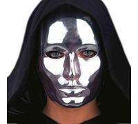 Maschera viso medio teatrale in plastica color ARGENTO