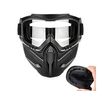 Maschera viso moto antiappannamento,Con occhiali staccabili e schermo antivento e antipolvere | Copertura Facciale Completa Regolabile 2 In 1,Per Uomo, Sci, Saldatura, Outdoor, Ciclismo, Lavoro, Giard