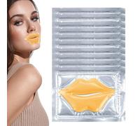 Maschera Volumizzante Labbra, 10 pezzi Lip Plumper, Maschera in Tessuto per Labbra, Idratante, Filler, Rimpolpante, Formula Super Idratante e Rimpolpante, esfoliante labbra, oro