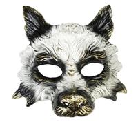Maschera Wolf Maschera Masquerade Ball Wolves maschera Halloween Cosplay Costume Mask Masches Maschere Punteggi (oro/bianco)