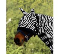 MASCHERA ZEBRA ANTIMOSCHE PER CAVALLI IN NYLON A MAGLIA FINE CON COPRIORECCHIE