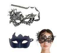 Maschere da Carnevale per Coppie: Set da 2 Maschere Nere in Pizzo per Uomo e Donna - Ideale per Carnevale, Feste a Tema, Halloween, Balli in Maschera